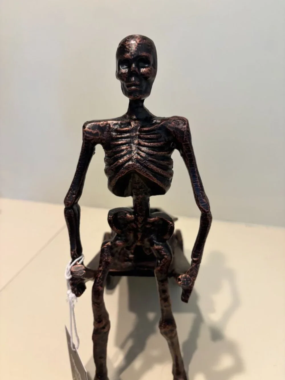 MARTHA STEWART BRONZE HALLOWEEN SKELETON PULLING COFFIN DECORATION 14